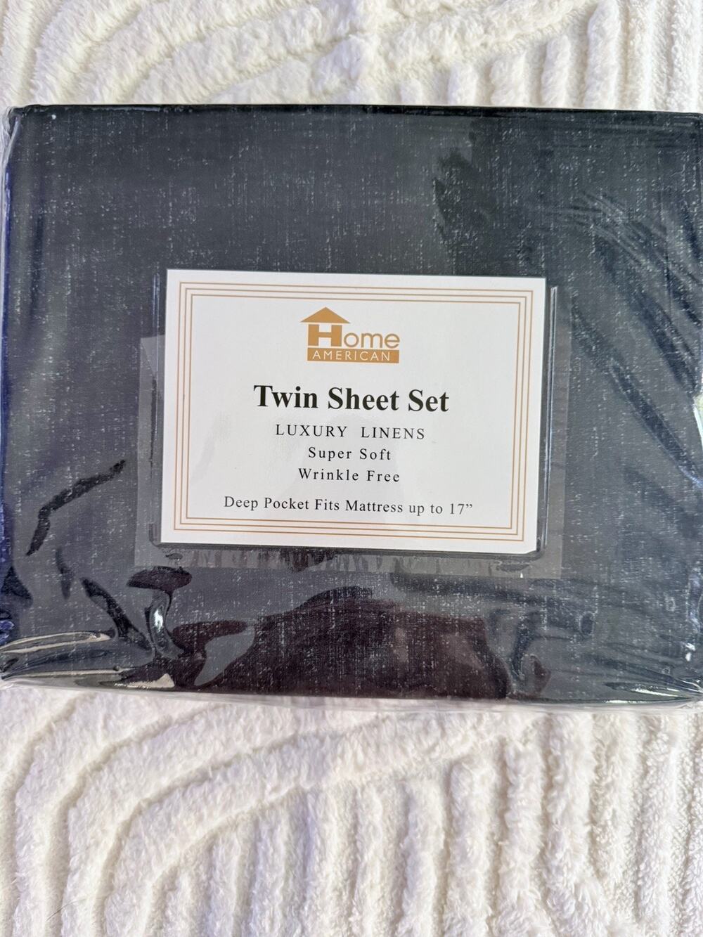 Home American Luxury Linen Twin Size Sheet Set blue/gray denim New
